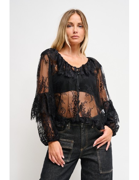 Maryley-kanten blouse met ruches