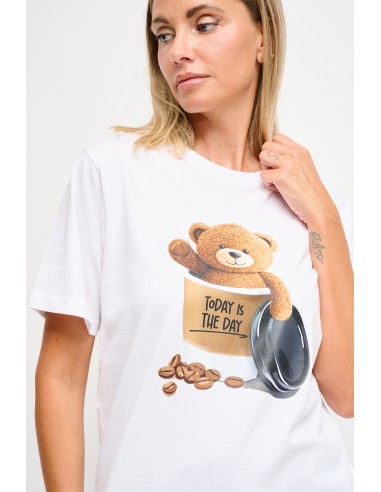T-Shirt avec impression d'un ours en café Maryley