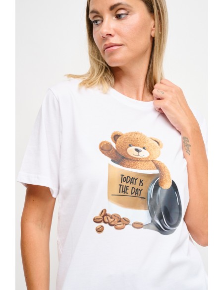 Maryley T-shirt met koffiemaaltjeprint