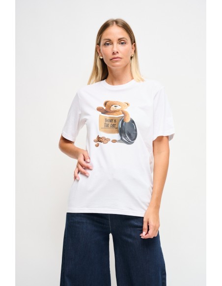 T-Shirt avec impression d'un ours en café Maryley
