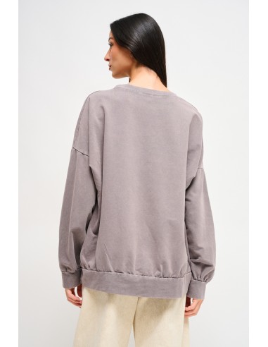 Sweatshirt en coton avec imprimé et strass Maryley
