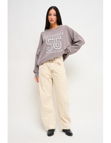 Sweatshirt en coton avec imprimé et strass Maryley