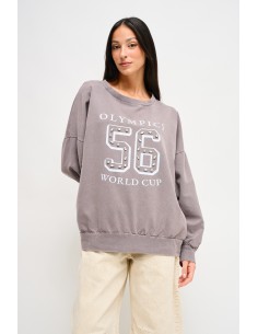 Katoenen sweater met print en strass-steentjes van Maryley
