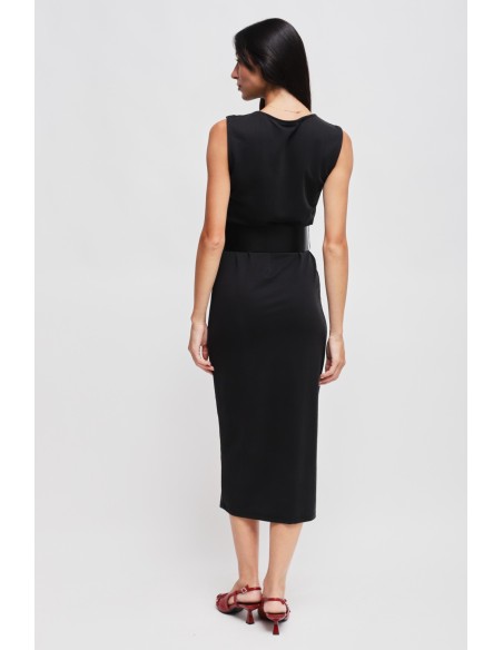 Robe fourreau à encolure drapée et ceinture Maryley