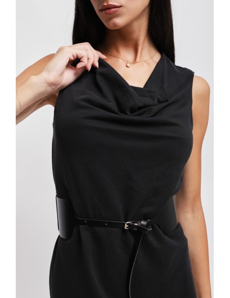 Robe fourreau à encolure drapée et ceinture Maryley