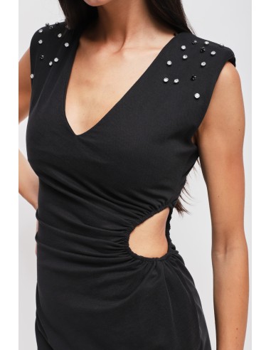 Robe courte avec découpe et strass Maryley