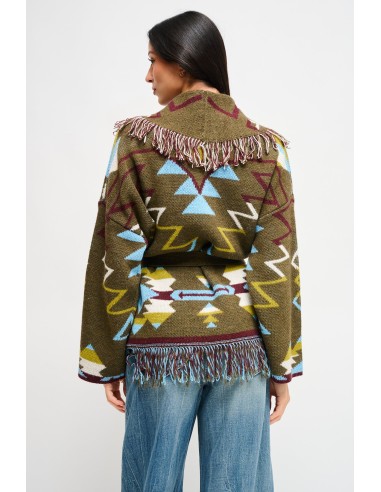 Maryley - Cardigan à motifs frangés avec ceinture