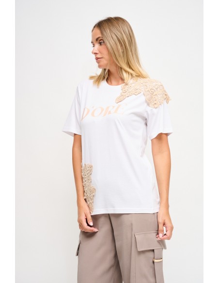 T-shirt avec imprimé et empiècements en dentelle Maryley