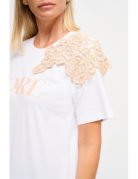 T-shirt avec imprimé et empiècements en dentelle Maryley