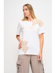 T-shirt avec imprimé et empiècements en dentelle Maryley