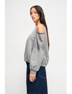 Sweatshirt en coton Maryley avec épaules nues 2