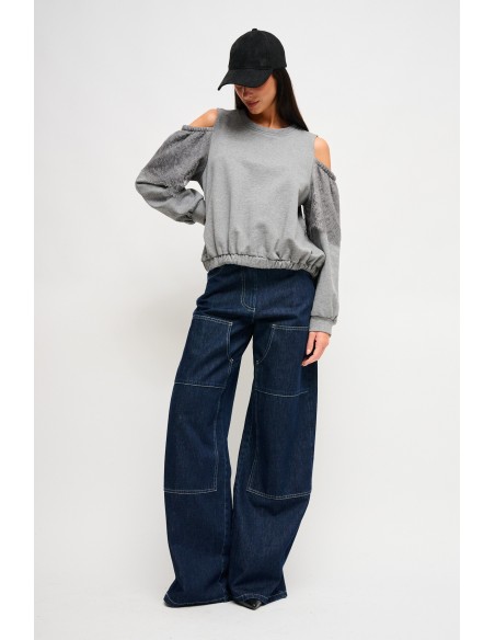 Sweatshirt en coton Maryley avec épaules nues