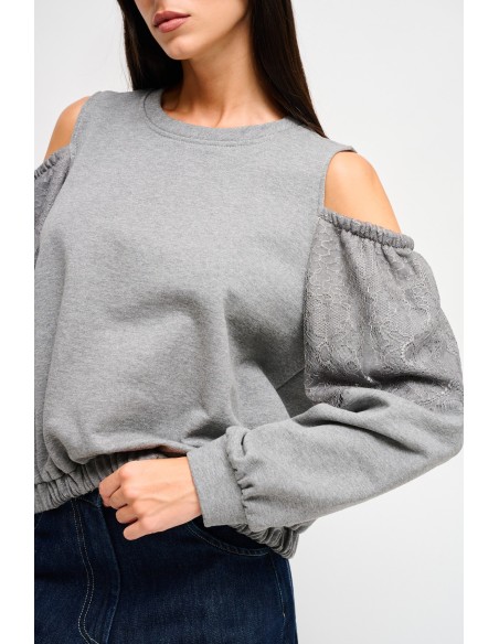 Sweatshirt en coton Maryley avec épaules nues