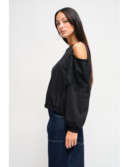 Sweatshirt en coton Maryley avec épaules nues