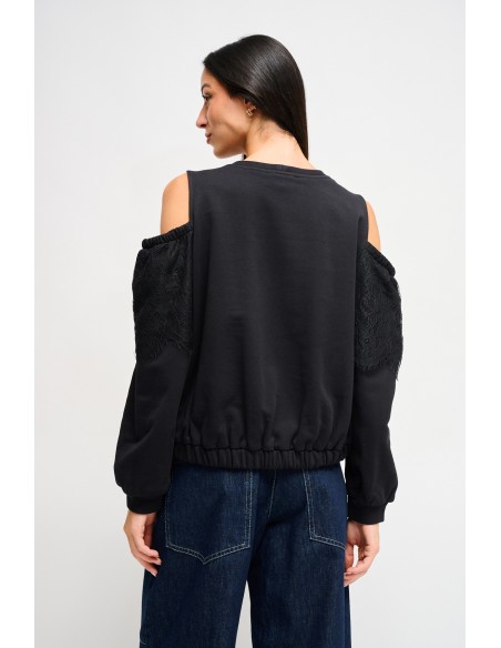 Sweatshirt en coton Maryley avec épaules nues