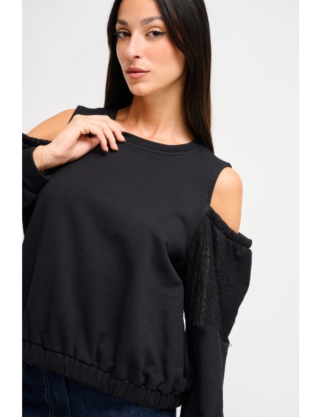 Sweatshirt en coton Maryley avec épaules nues