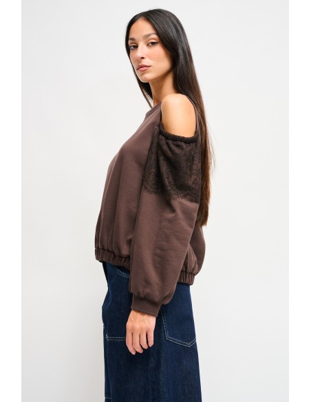 Sweatshirt en coton Maryley avec épaules nues