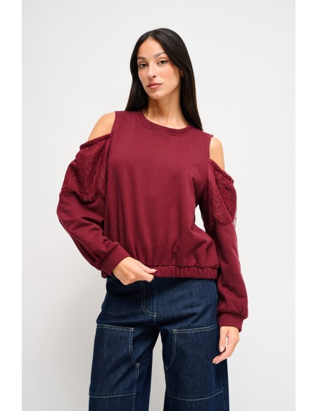 Sweatshirt en coton Maryley avec épaules nues