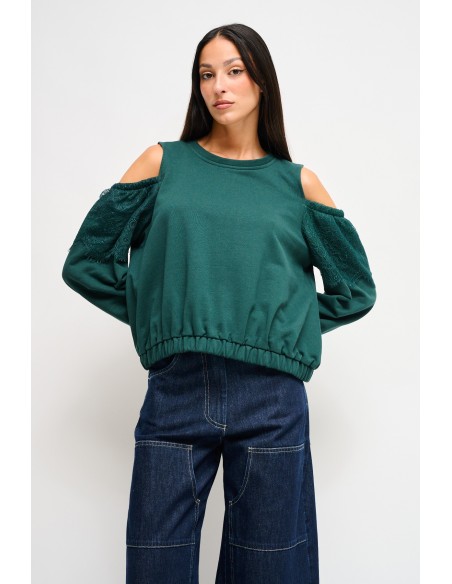 Sweatshirt en coton Maryley avec épaules nues