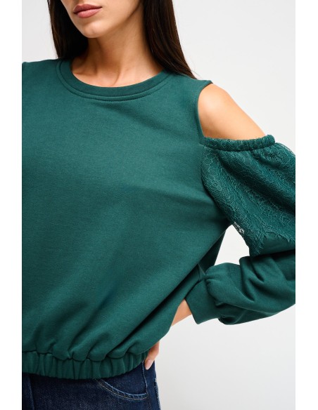 Sweatshirt en coton Maryley avec épaules nues