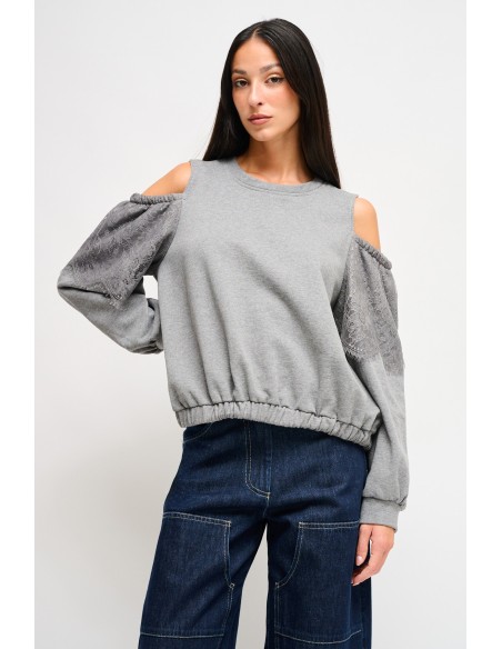 Katoenen sweater met blote schouders van Maryley