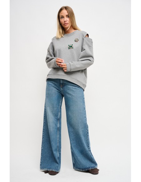 Sweatshirt met uitsparingen op de schouders en juweelspeldjes Maryley