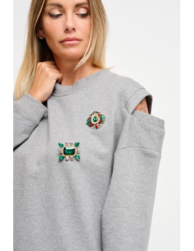 Sweatshirt met uitsparingen op de schouders en juweelspeldjes Maryley