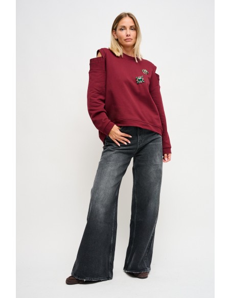 Sweatshirt avec découpe sur les épaules et broches Maryley Jewellery