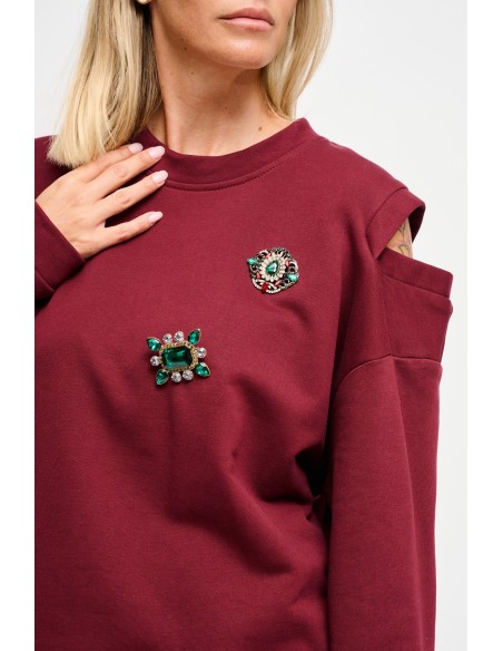 Sweatshirt met uitsparingen op de schouders en juweelspeldjes Maryley