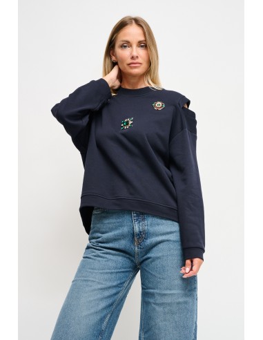 Sweatshirt avec découpe sur les épaules et broches Maryley Jewellery