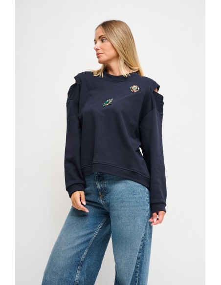 Sweatshirt met uitsparingen op de schouders en juweelspeldjes Maryley