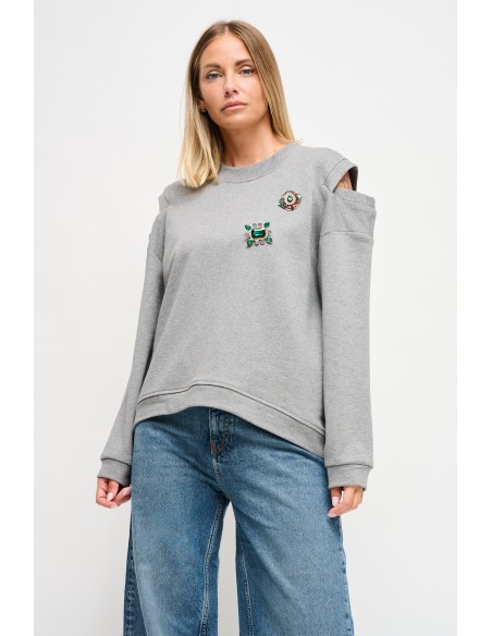 Sweatshirt met uitsparingen op de schouders en juweelspeldjes Maryley