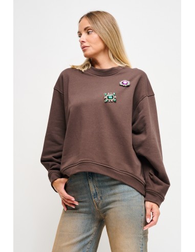 Katoenen sweater met sieradenbroches Maryley