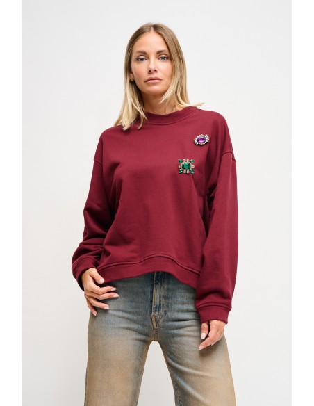 Katoenen sweater met sieradenbroches Maryley