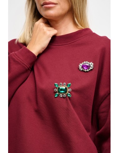 Katoenen sweater met sieradenbroches Maryley