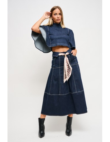 Jupe en denim avec ceinture à nouer Maryley
