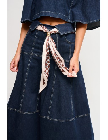 Jupe en denim avec ceinture à nouer Maryley