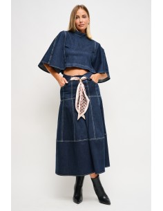 Jupe en denim avec ceinture à nouer Maryley