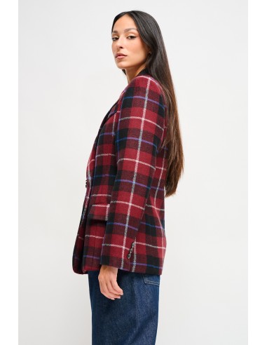 Veste à carreaux en drap avec broche Maryley