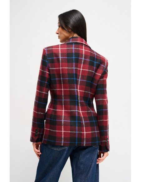 Veste à carreaux en drap avec broche Maryley