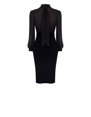 2-delige jurk met top van georgette en fluwelen rok met kettingen en hangers Rinascimento