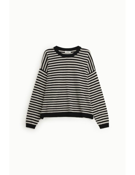Dixie Long Sleeve Striped Crew Neck Sweater