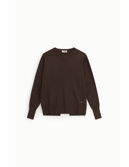 Pull à col ras du cou avec manches longues et détails dans le dos Dixie