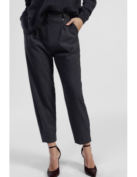 Dixie broek met plooien en cropped pijpen