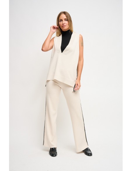Gebreide broek met zijbiezen Maryley