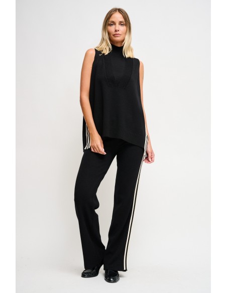 Gebreide broek met zijbiezen Maryley