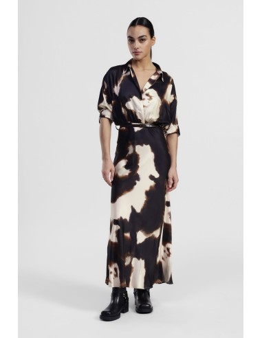 Robe longue à imprimé fantaisie avec ceinture et col Dixie