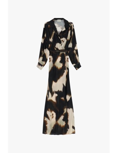 Robe longue à imprimé fantaisie avec ceinture et col Dixie