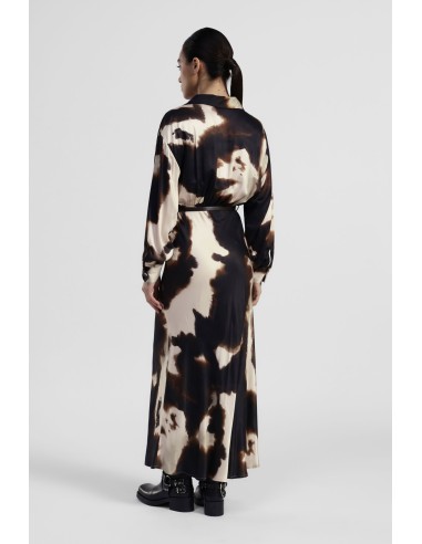 Robe longue à imprimé fantaisie avec ceinture et col Dixie