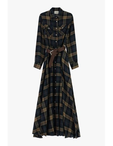 Robe longue à carreaux avec ceinture et poches Dixie
